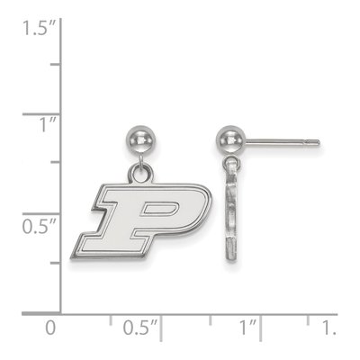 Purdue University 14K White Gold Letter P Dangle Earrings – view 2