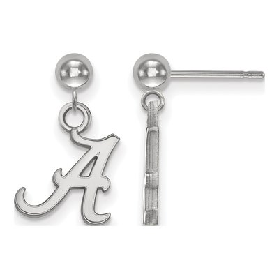 University of Alabama 14K White Gold Letter A Dangle Earrings