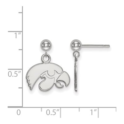 University of Iowa 14K White Gold Hawk Ball Dangle Earrings – view 2