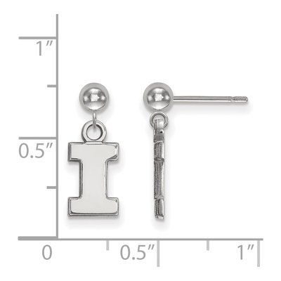 University of Illinois 14K White Gold Fighting Illini Letter I Dangle Earrings – view 2