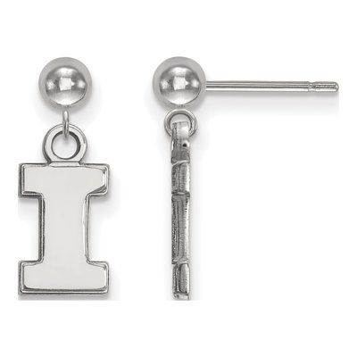 University of Illinois 14K White Gold Fighting Illini Letter I Dangle Earrings