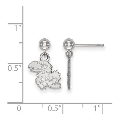 University of Kansas 14K White Gold Jayhawk Ball Dangle Earrings – view 2