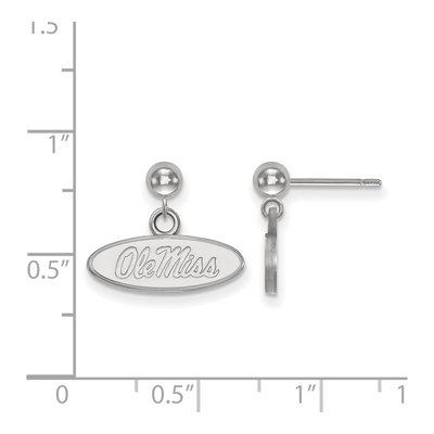 University of Mississippi 14K White Gold Ole Miss Oval Ball Dangle Earrings – view 2