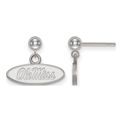 University of Mississippi 14K White Gold Ole Miss Oval Ball Dangle Earrings
