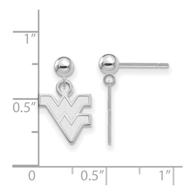 West Virginia University 14K White Gold Ball Dangle Earrings – view 2