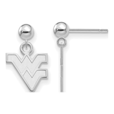 West Virginia University 14K White Gold Ball Dangle Earrings