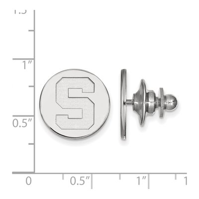 14K White Gold Logoart Michigan State University Letter S Lapel Pin – view 3