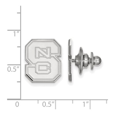 14K White Gold Logoart North Carolina State University N-C-S Lapel Pin – view 3