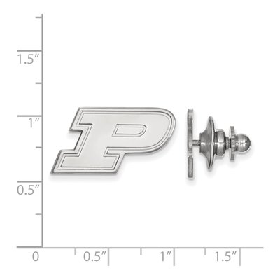 14K White Gold Logoart Purdue University Letter P Lapel Pin – view 3