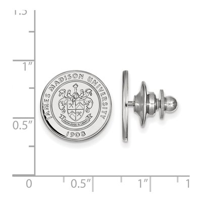14K White Gold Logoart James Madison University Crest Lapel Pin – view 3