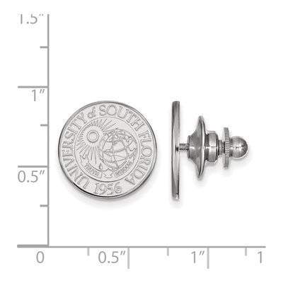 14K White Gold Logoart University Of South Florida Crest Lapel Pin – view 3