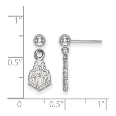 Purdue University 14K White Gold Boilermakers Train Ball Dangle Earrings – view 2