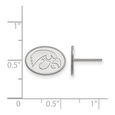 University of Iowa 14K White Gold Hawk Extra Small Oval Stud Earrings – view 2
