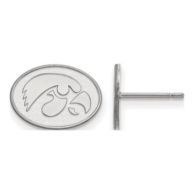 University of Iowa 14K White Gold Hawk Extra Small Oval Stud Earrings