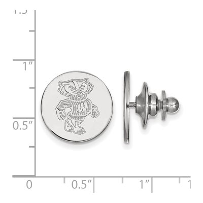 14K White Gold Logoart University Of Wisconsin Badger Lapel Pin – view 3