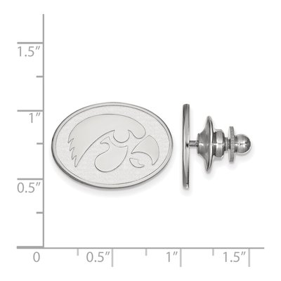 14K White Gold Logoart University Of Iowa Hawk Oval Lapel Pin – view 3