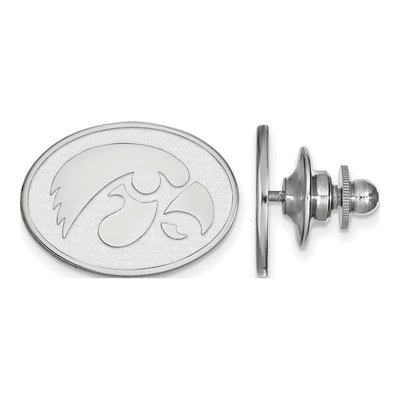 14K White Gold Logoart University Of Iowa Hawk Oval Lapel Pin