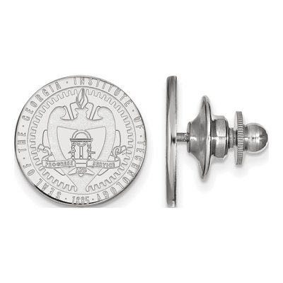 14K White Gold Logoart Georgia Institute Of Technology Crest Lapel Pin