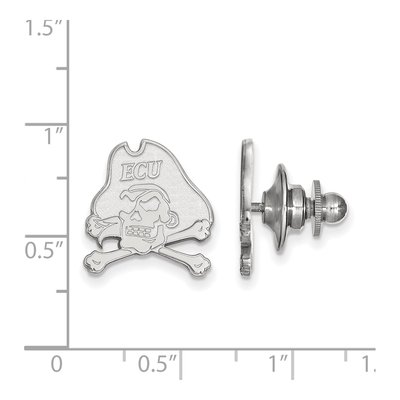 14K White Gold Logoart East Carolina University Pirate Lapel Pin – view 3