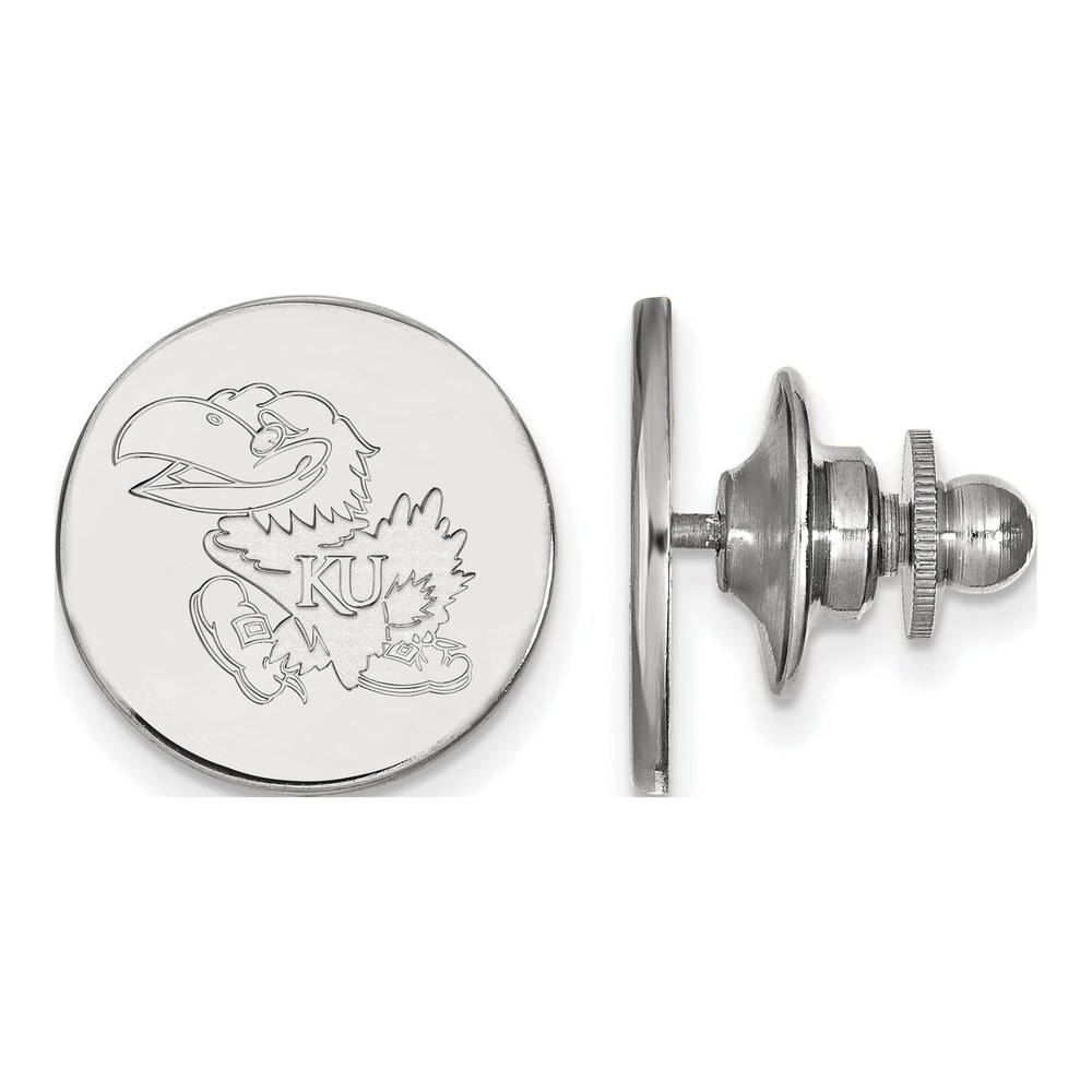 14K White Gold Logoart University Of Kansas Jayhawk Lapel Pin
