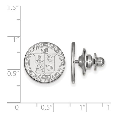 14K White Gold Logoart Virginia Tech Crest Lapel Pin – view 3