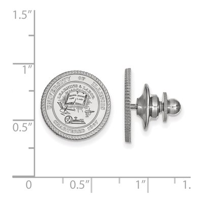 14K White Gold Logoart University Of Illinois Crest Lapel Pin – view 3