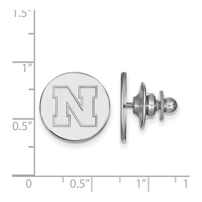 14K White Gold Logoart University Of Nebraska Letter N Disc Lapel Pin – view 3