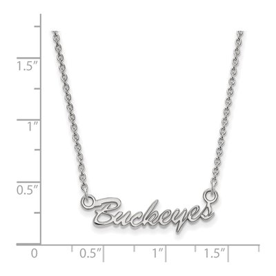 Ohio State University 14K White Gold Small Buckeyes Script Pendant – view 2