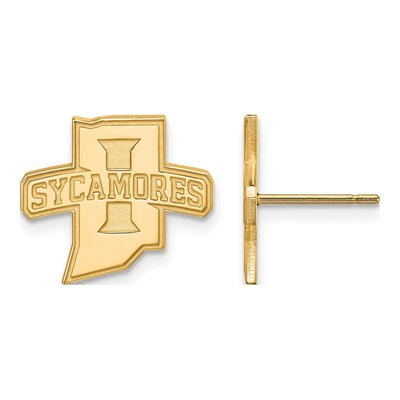 Indiana State University 14K Yellow Gold Sycamores Stud Earrings