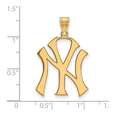 New York Yankees 14K Yellow Gold Extra Large NY N-Y Pendant – view 3