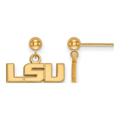 Louisiana State University 14K Yellow Gold L-S-U Ball Dangle Earrings