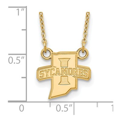 Indiana State University 14K Yellow Gold Small Sycamores Pendant Necklace – view 3