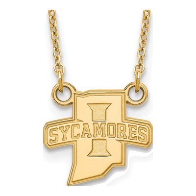 Indiana State University 14K Yellow Gold Small Sycamores Pendant Necklace