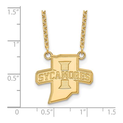 Indiana State University 14K Yellow Gold Large Sycamores Necklace – view 3