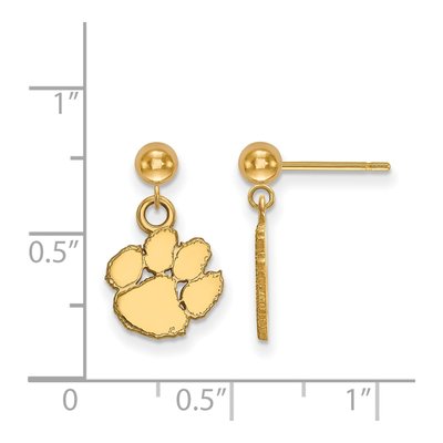 Clemson University 14K Yellow Gold Tiger Paw Dangle Earrings – view 2