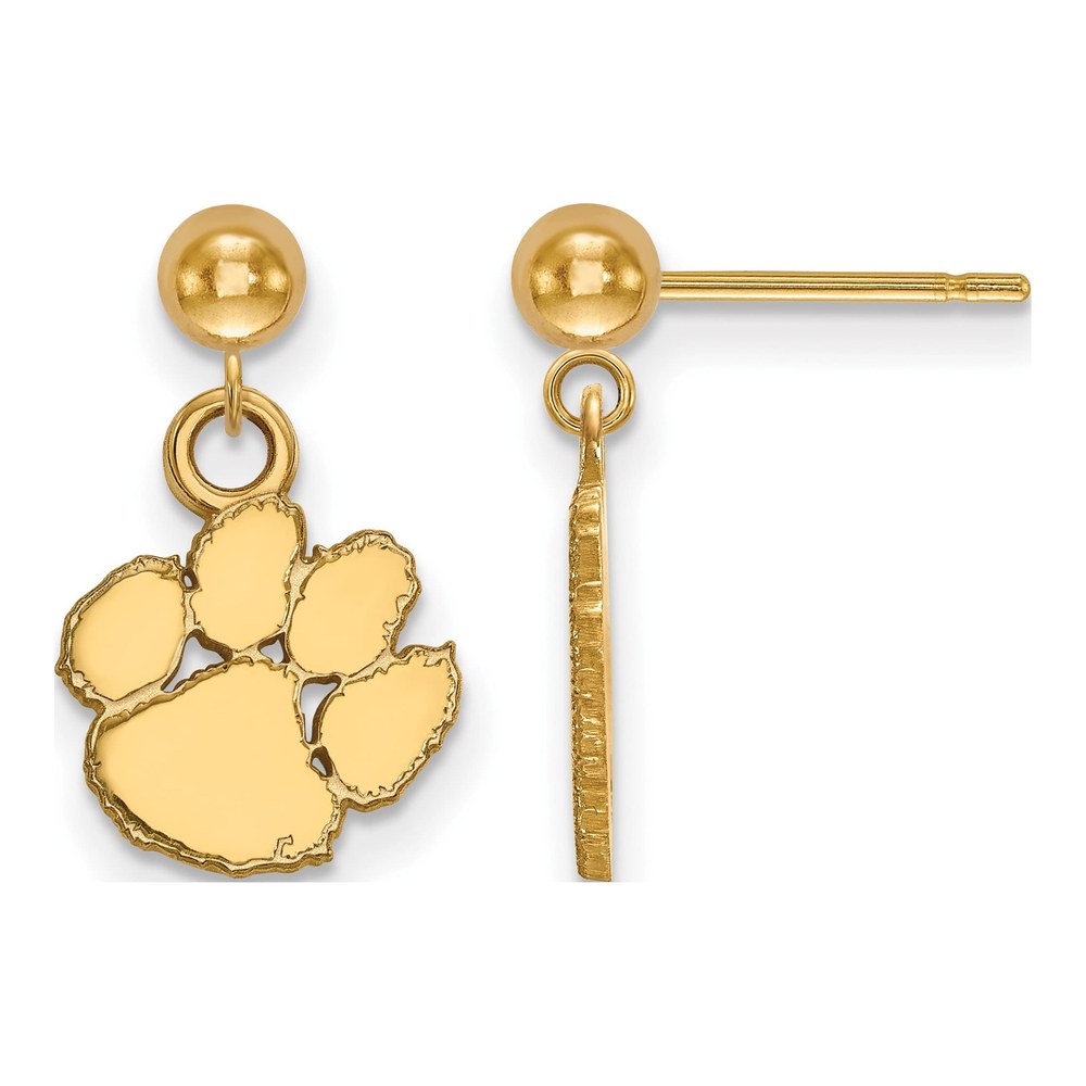 Clemson University 14K Yellow Gold Tiger Paw Dangle Earrings