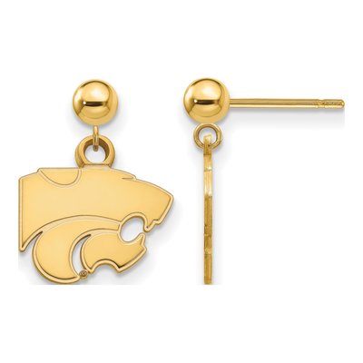 Kansas State University 14K Yellow Gold Wildcat Dangle Earrings