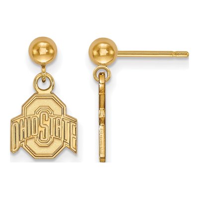 Ohio State University 14K Yellow Gold Ball Dangle Earrings