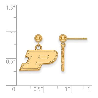 Purdue University 14K Yellow Gold Letter P Dangle Earrings – view 2