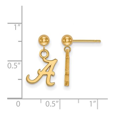 University of Alabama 14K Yellow Gold Ball Letter A Dangle Earrings – view 2
