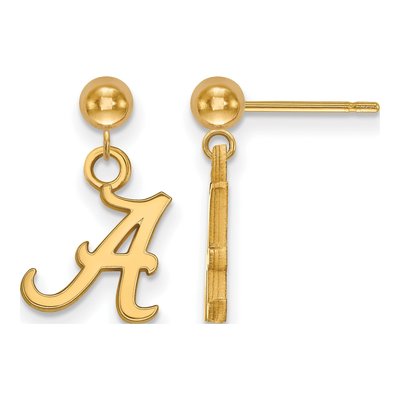 University of Alabama 14K Yellow Gold Ball Letter A Dangle Earrings