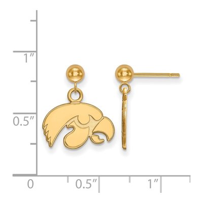 University of Iowa 14K Yellow Gold Hawk Dangle Earrings – view 2