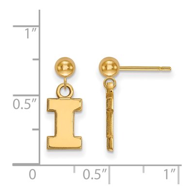 University of Illinois 14K Yellow Gold Letter I Dangle Earrings – view 2