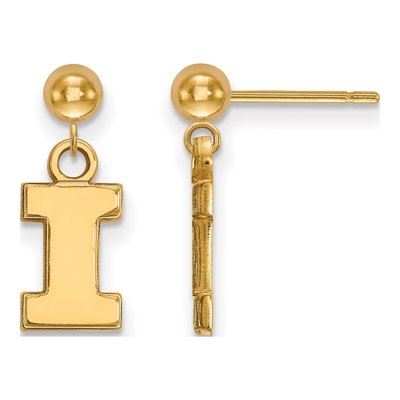 University of Illinois 14K Yellow Gold Letter I Dangle Earrings