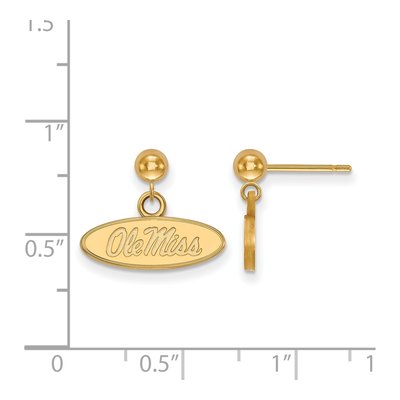 University of Mississippi 14K Yellow Gold Ole Miss Dangle Earrings – view 2