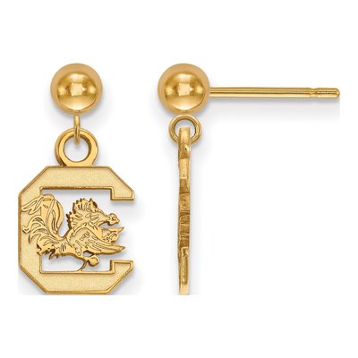 University of South Carolina 14K Yellow Gold USC Gamecocks Ball Dangle Earrings
