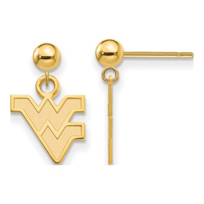 West Virginia University 14K Yellow Gold Ball Dangle Earrings