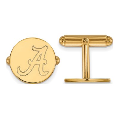 14K Yellow Gold Logoart University Of Alabama Letter A Cuff Links