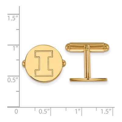 14K Yellow Gold Logoart University Of Illinois Letter I Cuff Links – view 2