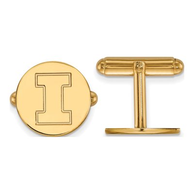 14K Yellow Gold Logoart University Of Illinois Letter I Cuff Links